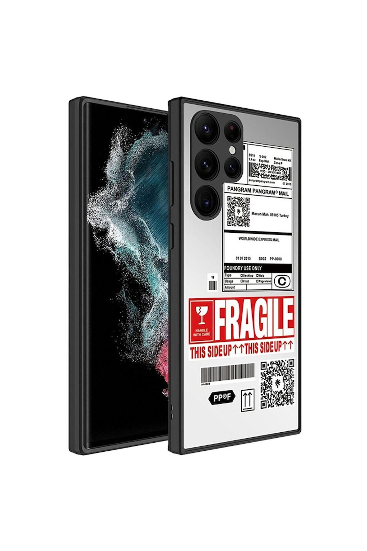Samsung Galaxy S23 Ultra Uyumlu Kılıf Aynalı Desenli Kamera Korumalı Parlak Mirror Kapak Fragile