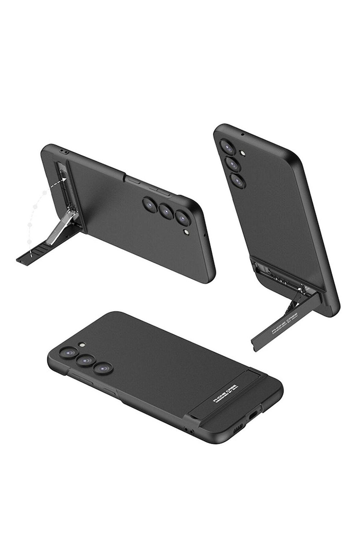 Samsung Galaxy S23 Uyumlu Kılıf Kamera Korumalı Dikey Standlı Ays Kapak