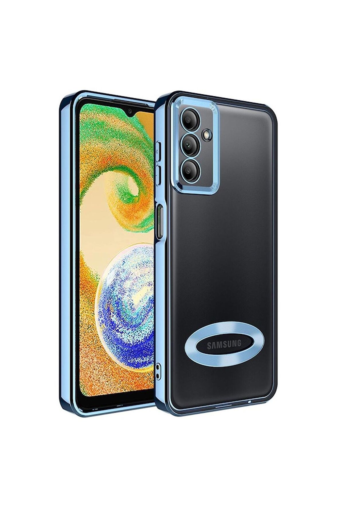 Samsung Galaxy A24 Uyumlu Kılıf Kamera Korumalı Logo Gösteren Omega Kapak Sierra Mavi
