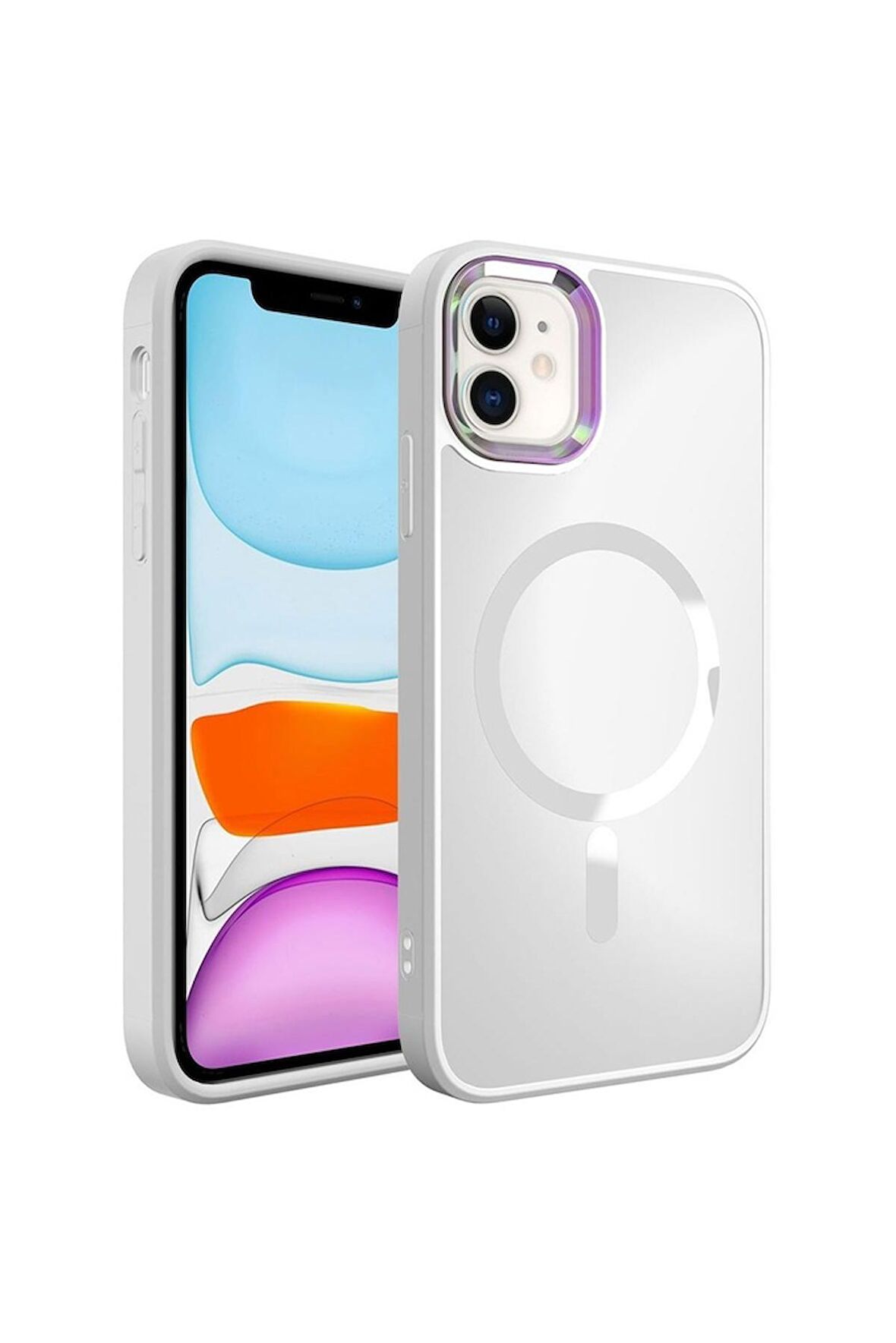 Apple iPhone 11 Uyumlu Kılıf Magsafe Wireless Şarj Özellikli Stil Kapak Beyaz