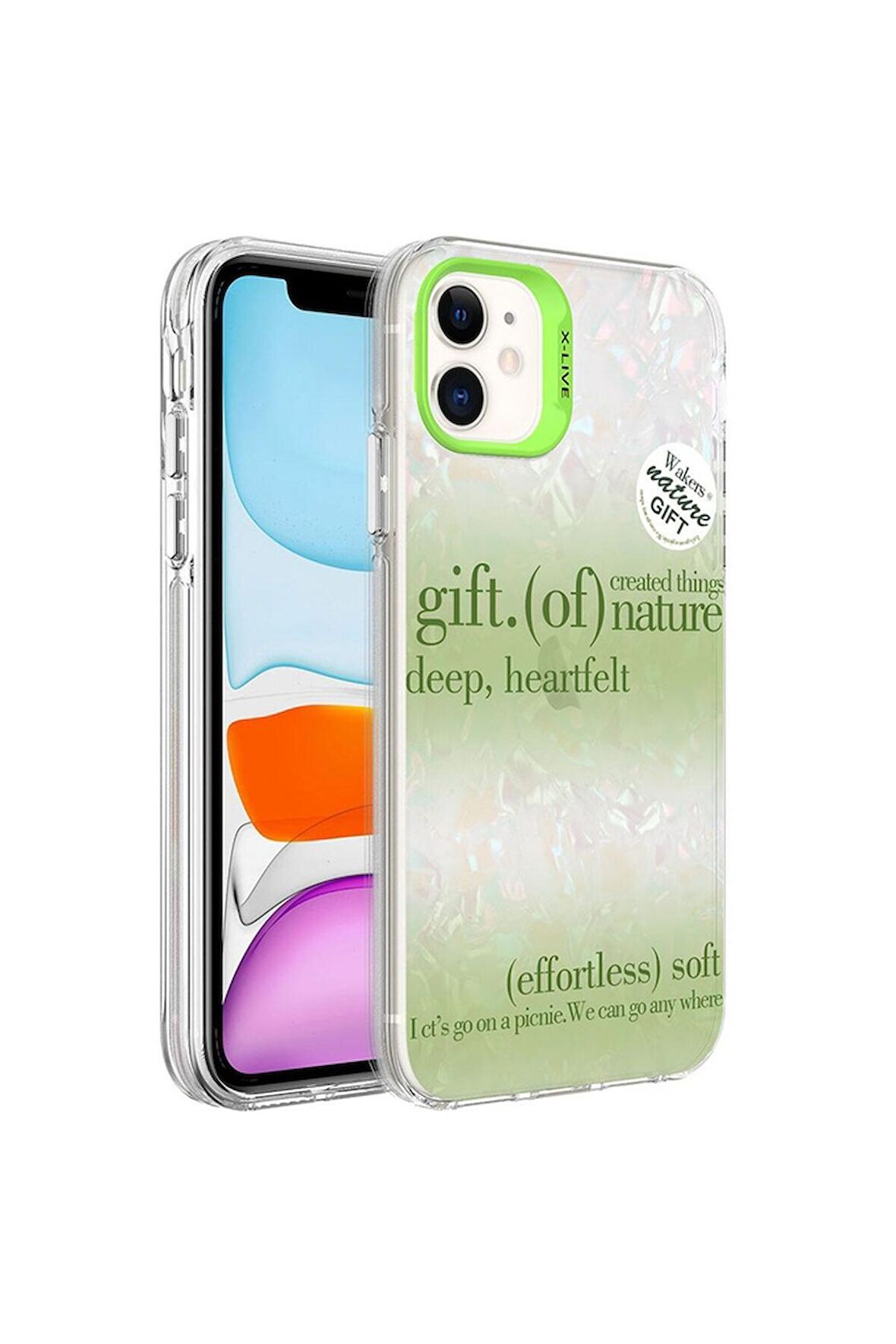 Apple iPhone 11 Uyumlu Kılıf Mermer Desenli Marbello Kapak Yeşil