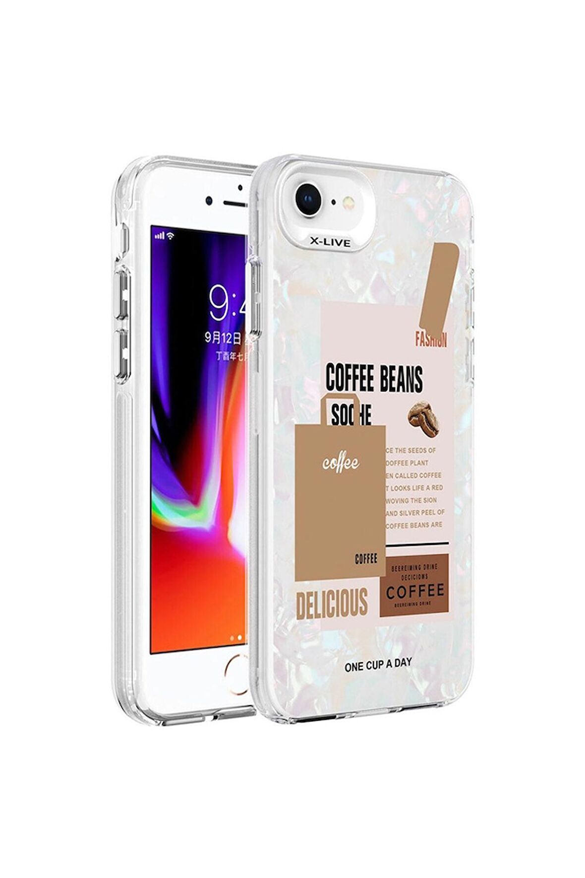 Apple iPhone SE 2022 Uyumlu Kılıf Mermer Desenli Marbello Kapak Kahverengi