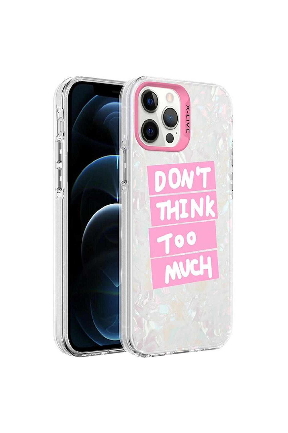 Apple iPhone 12 Pro Max Uyumlu Kılıf Mermer Desenli Marbello Kapak Pembe