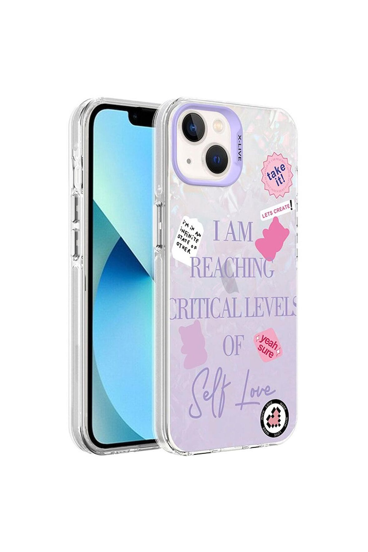 Apple iPhone 13 Uyumlu Kılıf Mermer Desenli Marbello Kapak Mor