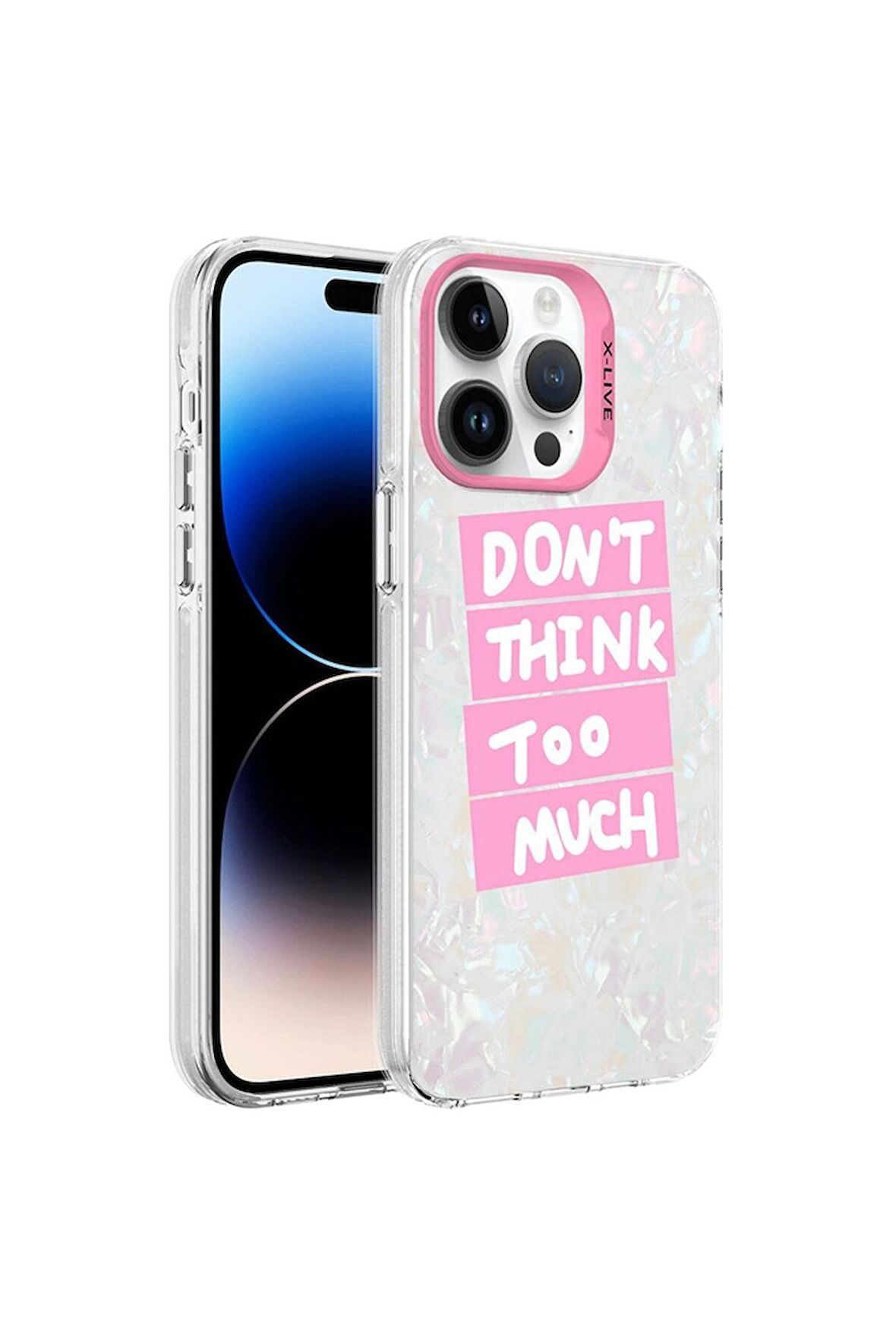 Apple iPhone 14 Pro Uyumlu Kılıf Mermer Desenli Marbello Kapak Pembe