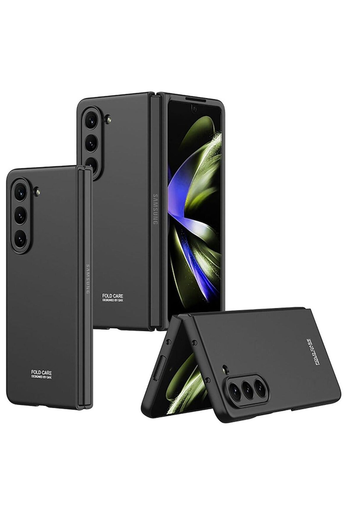 Samsung Galaxy Z Fold 5 Uyumlu Kılıf Sert Kıpta Kapak Siyah