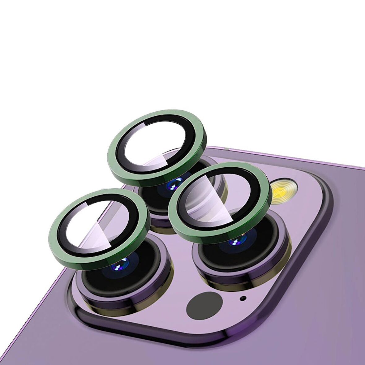 Apple iPhone 13 Pro Uyumlu CL-12 Premium Safir Parmak İzi Bırakmayan Anti-Reflective Kamera Lens Koruyucu Yeşil