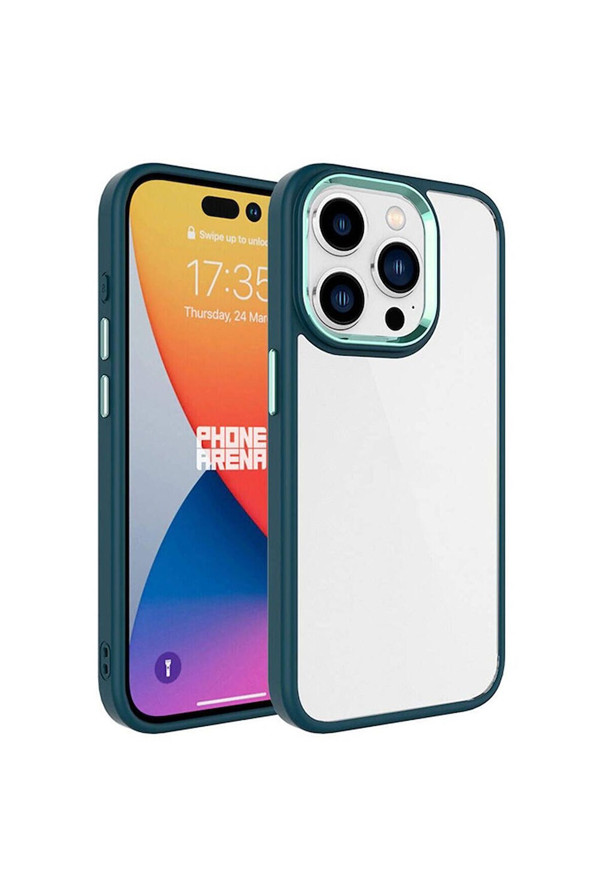 Apple iPhone 15 Pro Max Uyumlu Kılıf Krom Kapak Koyu Yeşil