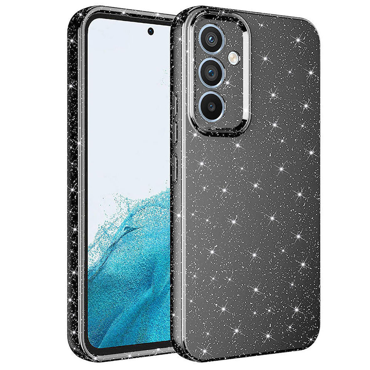Samsung Galaxy A24 Uyumlu Kılıf Kamera Korumalı Simli Lüks Koton Kapak Gri