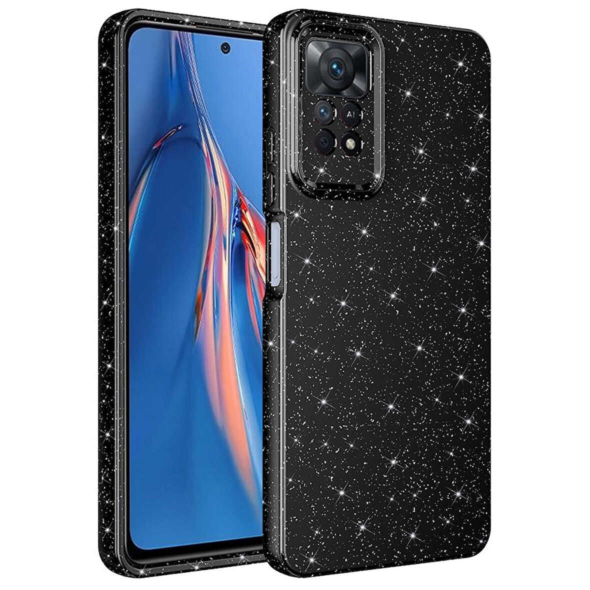 Xiaomi Redmi Note 12 Pro 4G Uyumlu Kılıf Kamera Korumalı Simli Lüks Koton Kapak Siyah