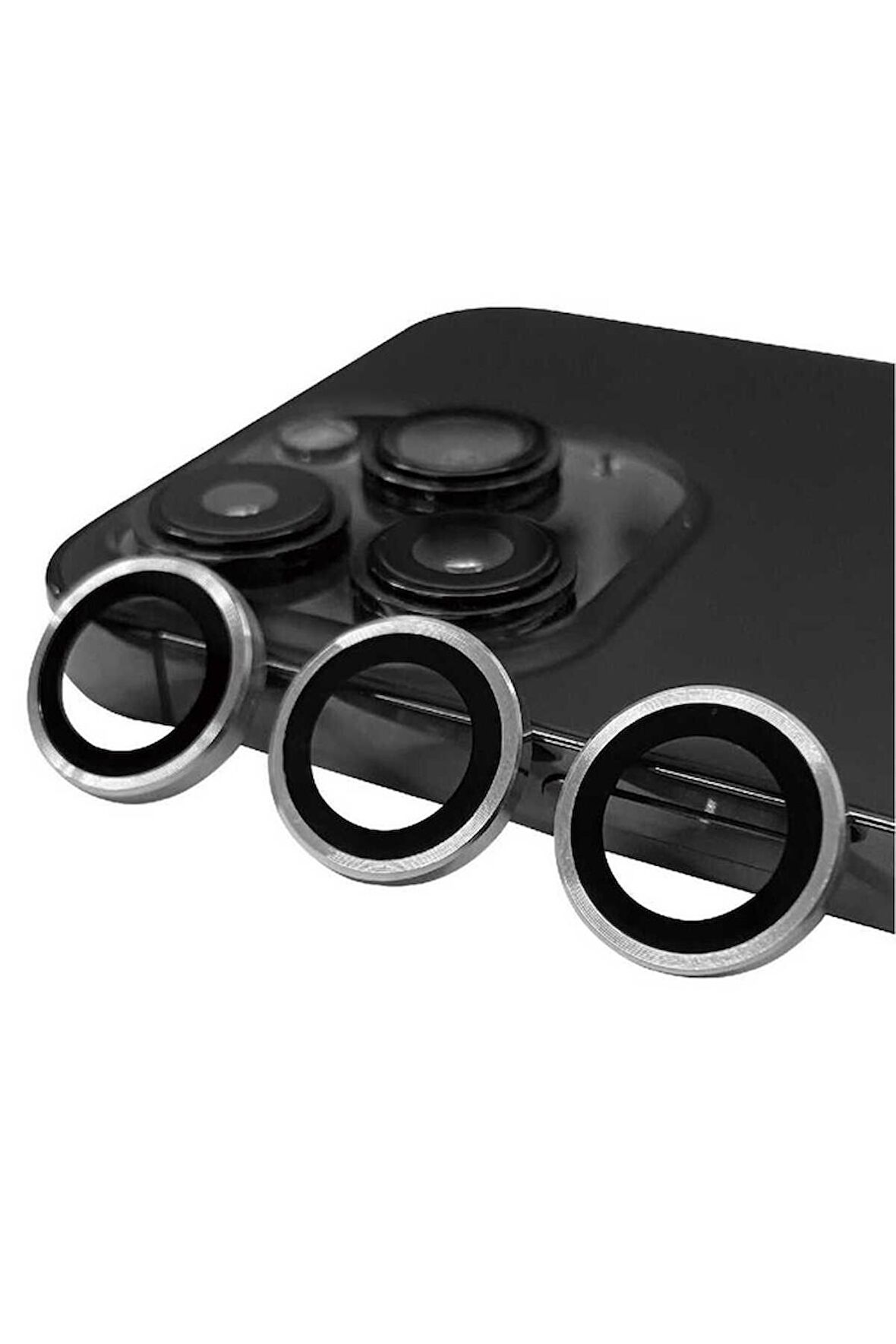Apple iPhone 15 Pro Uyumlu CL-07 Kamera Lens Koruyucu Gümüş