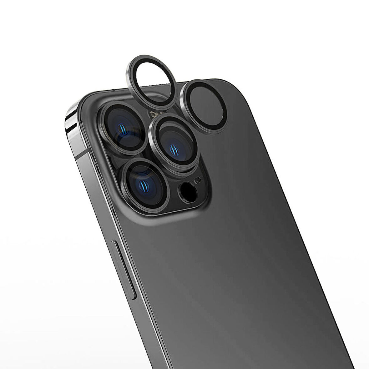 Apple iPhone 15 Pro Uyumlu CL-13 Kamera Lens Koruyucu Koyu Gri