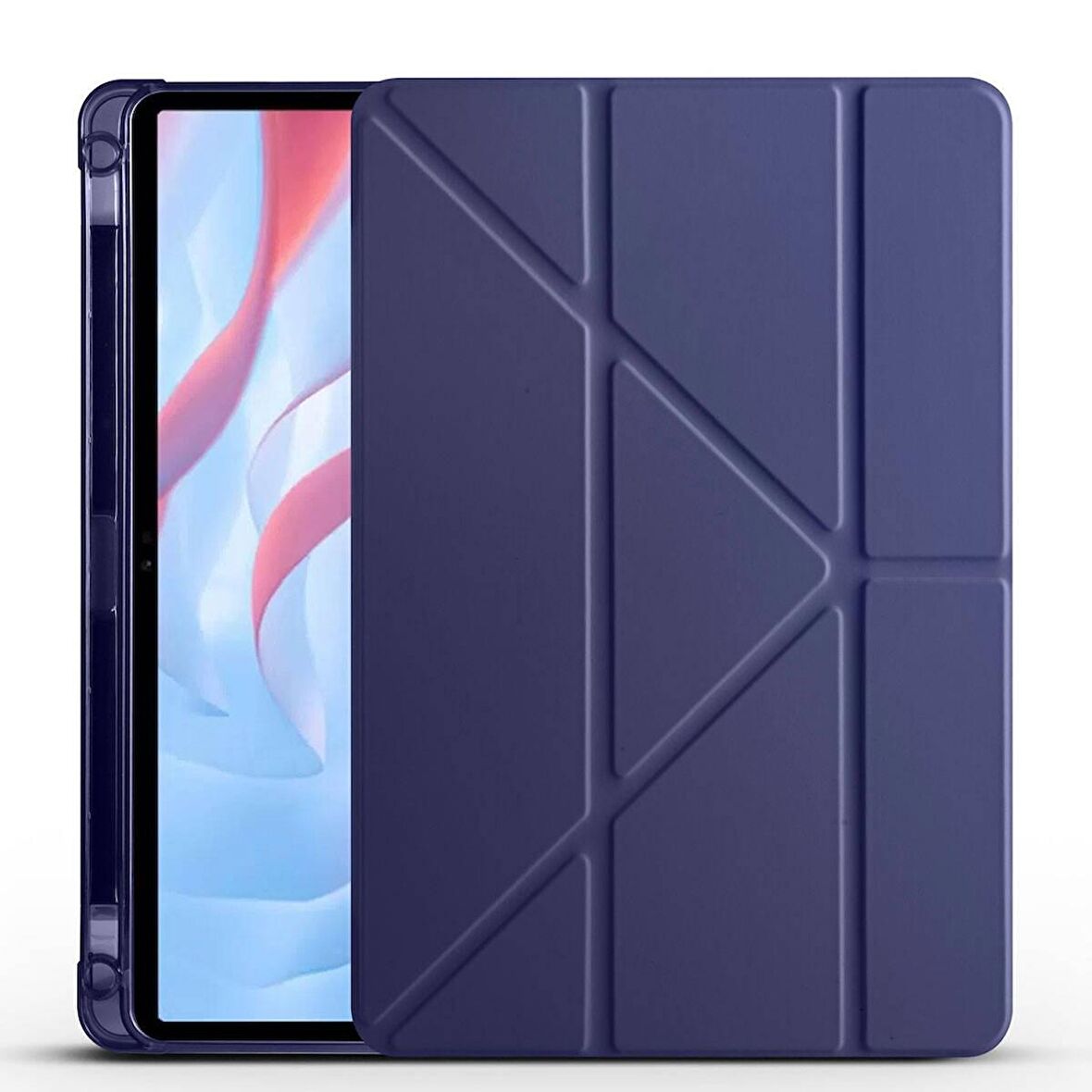 Huawei Honor X8 Pro 11.5' Uyumlu Tablet Kılıfı Tri Folding Kalem Bölmeli Kılıf Lacivert