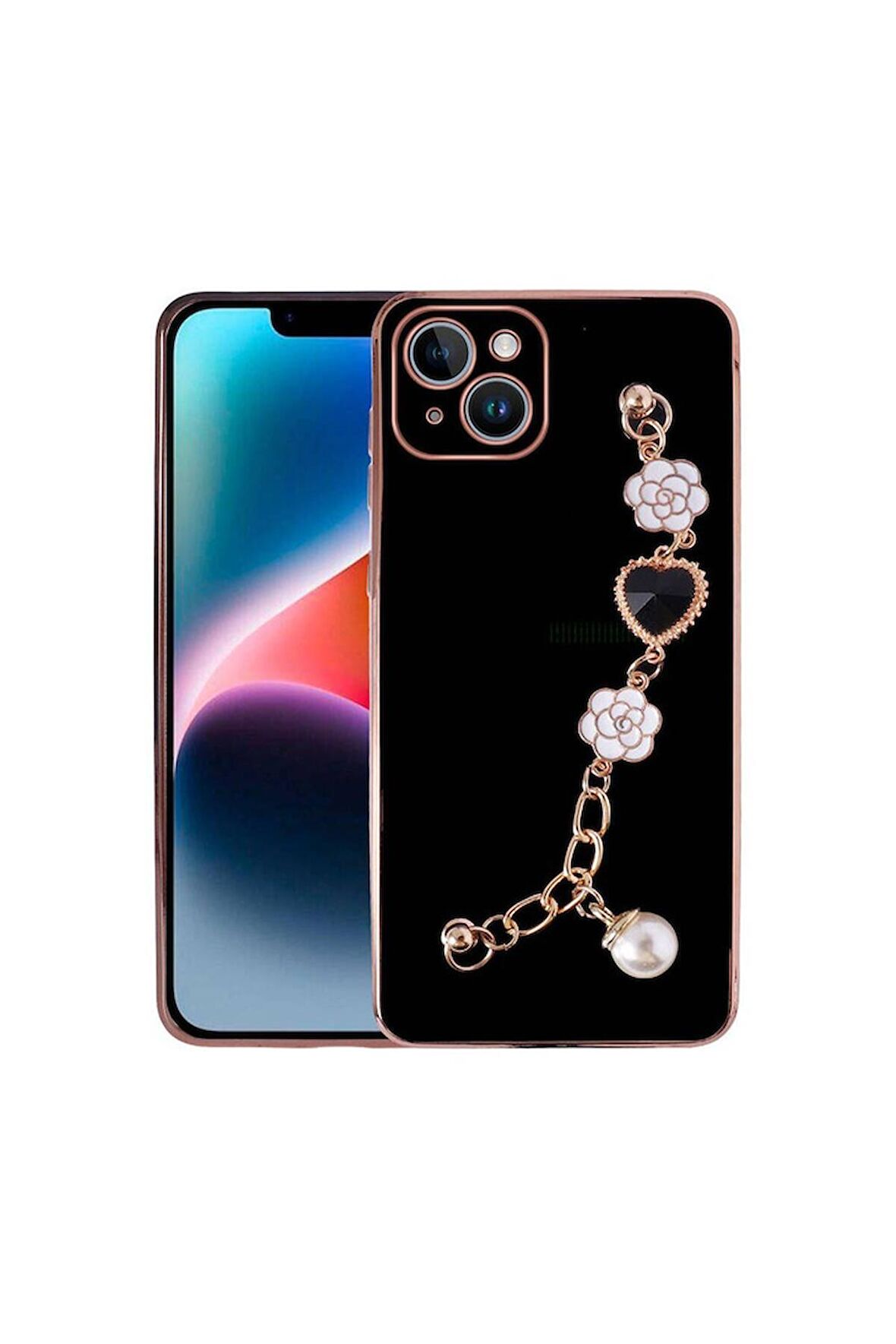 Apple iPhone 15 Uyumlu Kılıf El Tutamaçlı Kamera Korumalı Taka Silikon Kapak Siyah