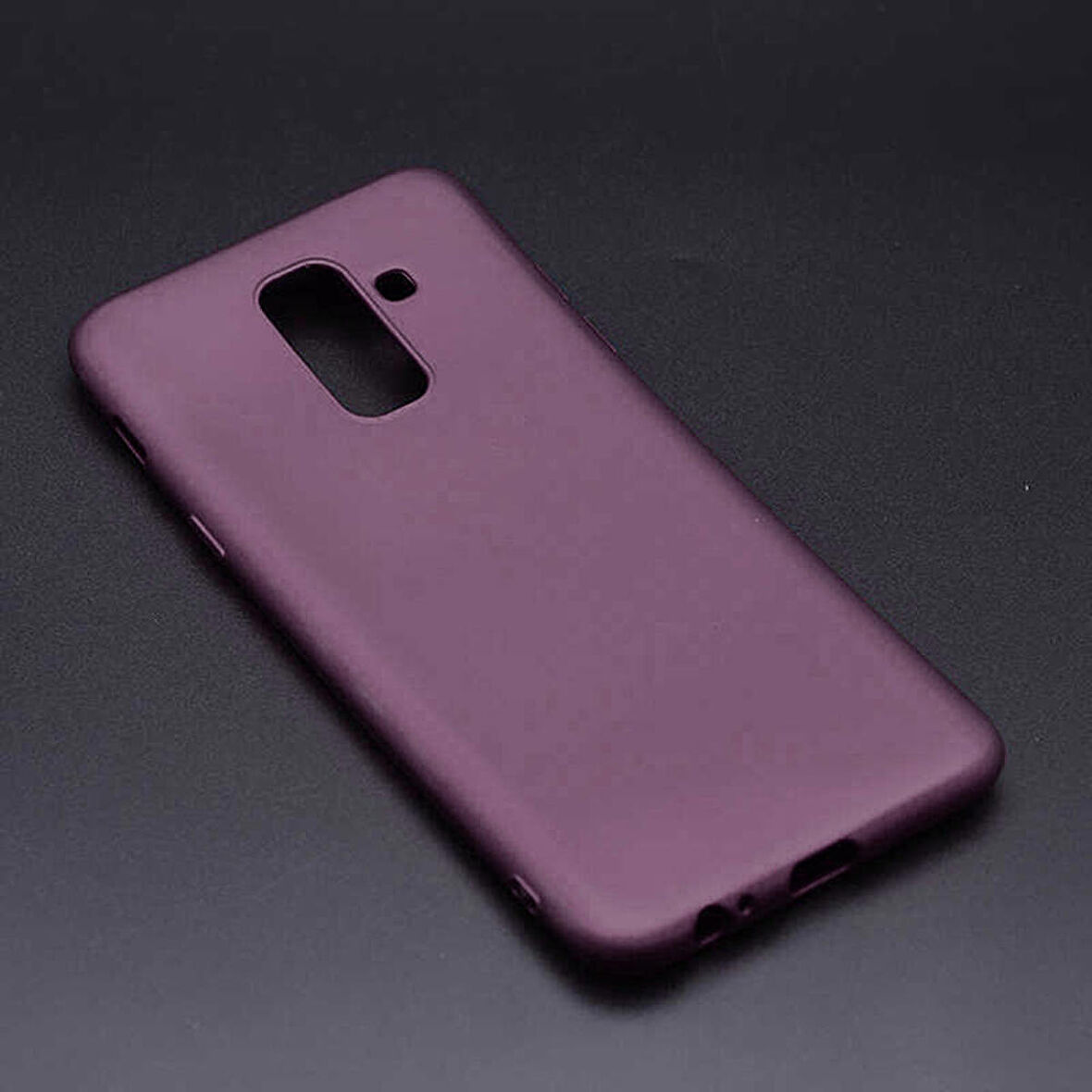 Samsung Galaxy J8 Uyumlu Kılıf Premier Silikon Kapak Mürdüm