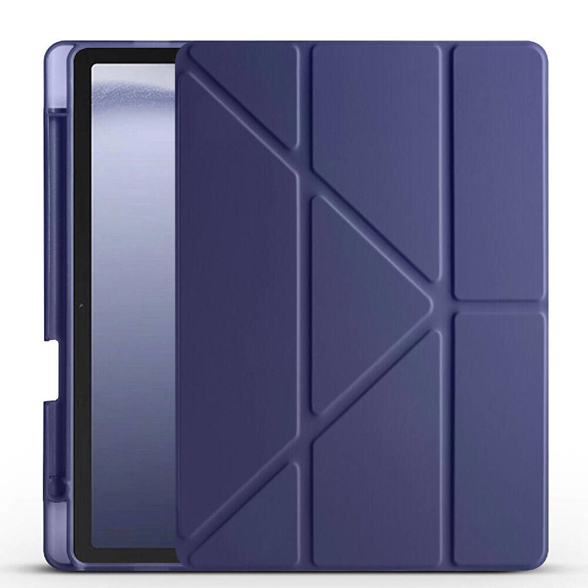 Samsung Galaxy Tab A9 Plus Uyumlu Tablet Kılıfı Tri Folding Kalem Bölmeli Kılıf Lacivert