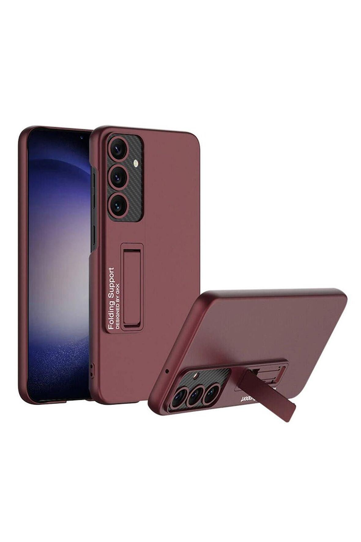 Samsung Galaxy S24 Uyumlu Kılıf Standlı Ays Kapak Mürdüm