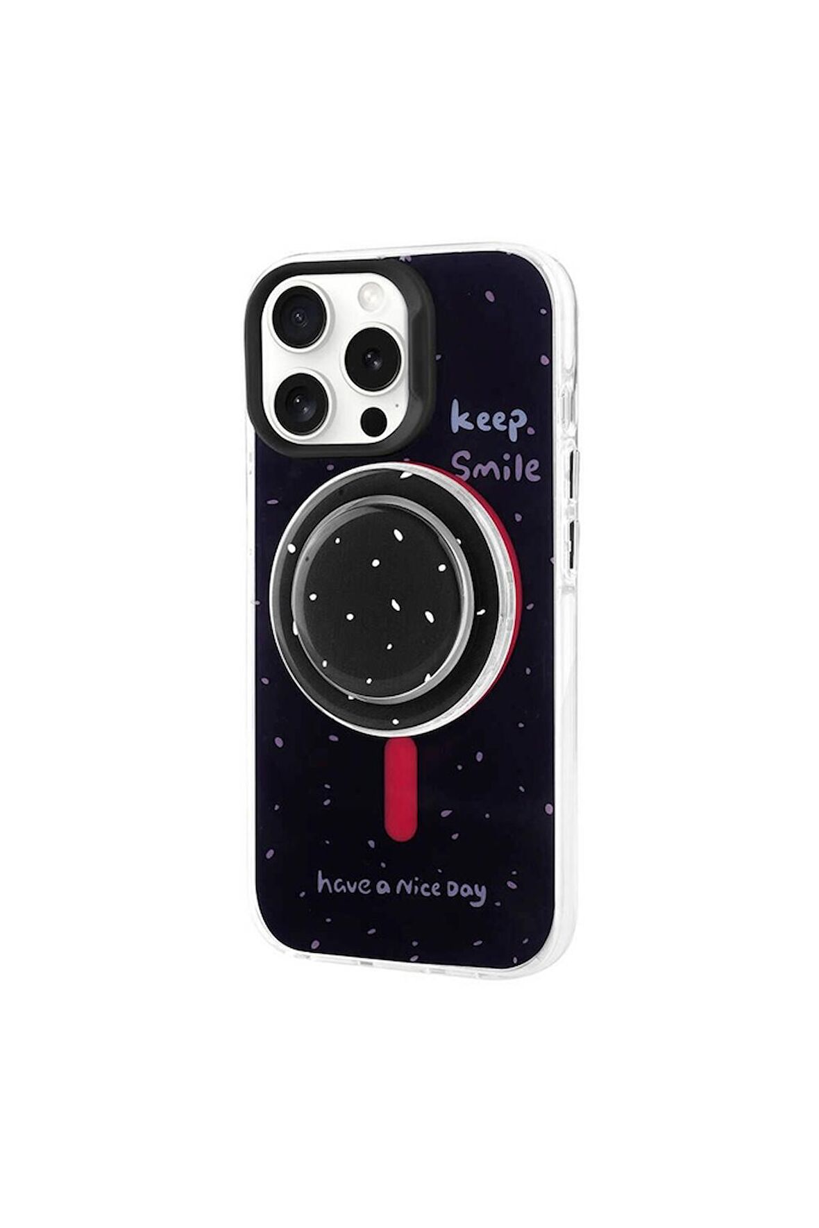 Apple iPhone 15 Pro Uyumlu Kılıf Magsafe Şarj Özellikli Tak-Çıkar Pop Soketli Tiktok Kapak Siyah