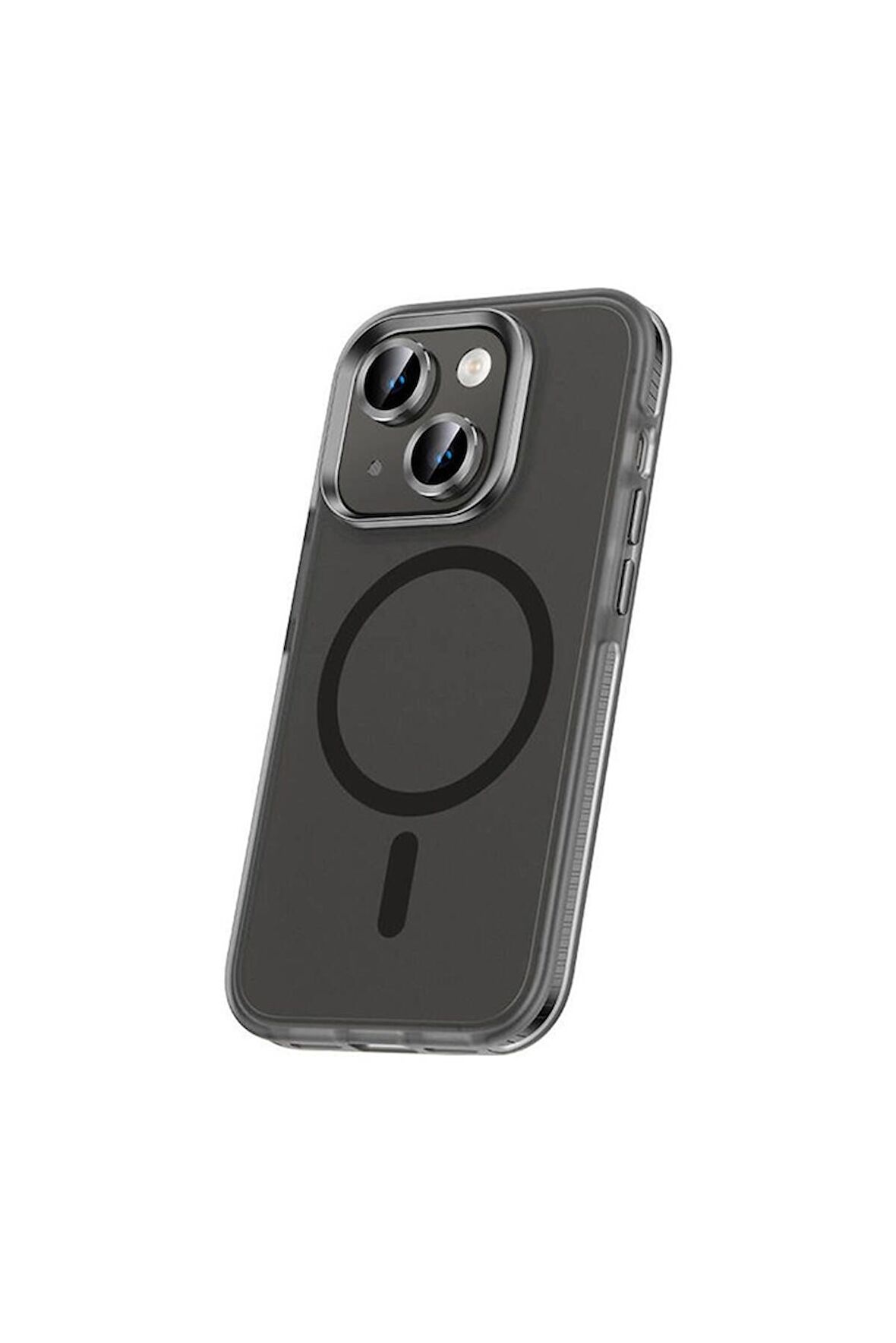 Apple iPhone 15 Uyumlu Kılıf Airbagli Magsafe Wireless Şarj Özellikli Lens Koruyuculu Klaptika Kapak Siyah