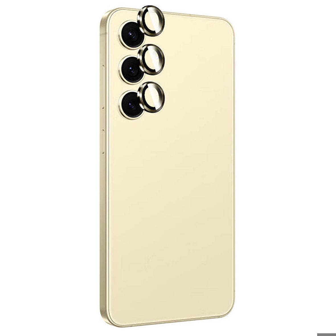 Samsung Galaxy S24 Plus Uyumlu Titanium Premium Temperli Kamera Lens Koruyucu Sarı