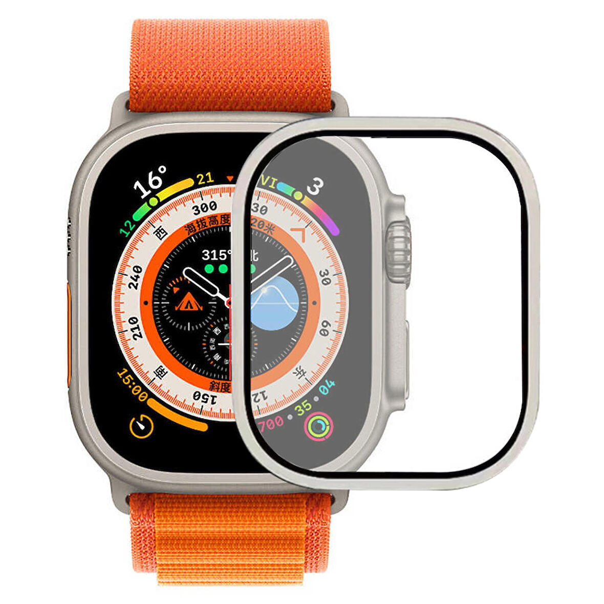 Apple Watch Ultra 49 Mm Uyumlu ALM-02 Metal Çerçeveli Ekran Koruyucu