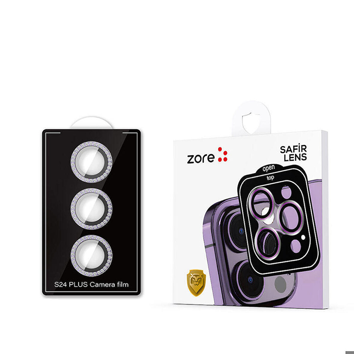 Samsung Galaxy S24 Plus Uyumlu Diamond Kamera Lens Koruyucu Cam Filmi Mor