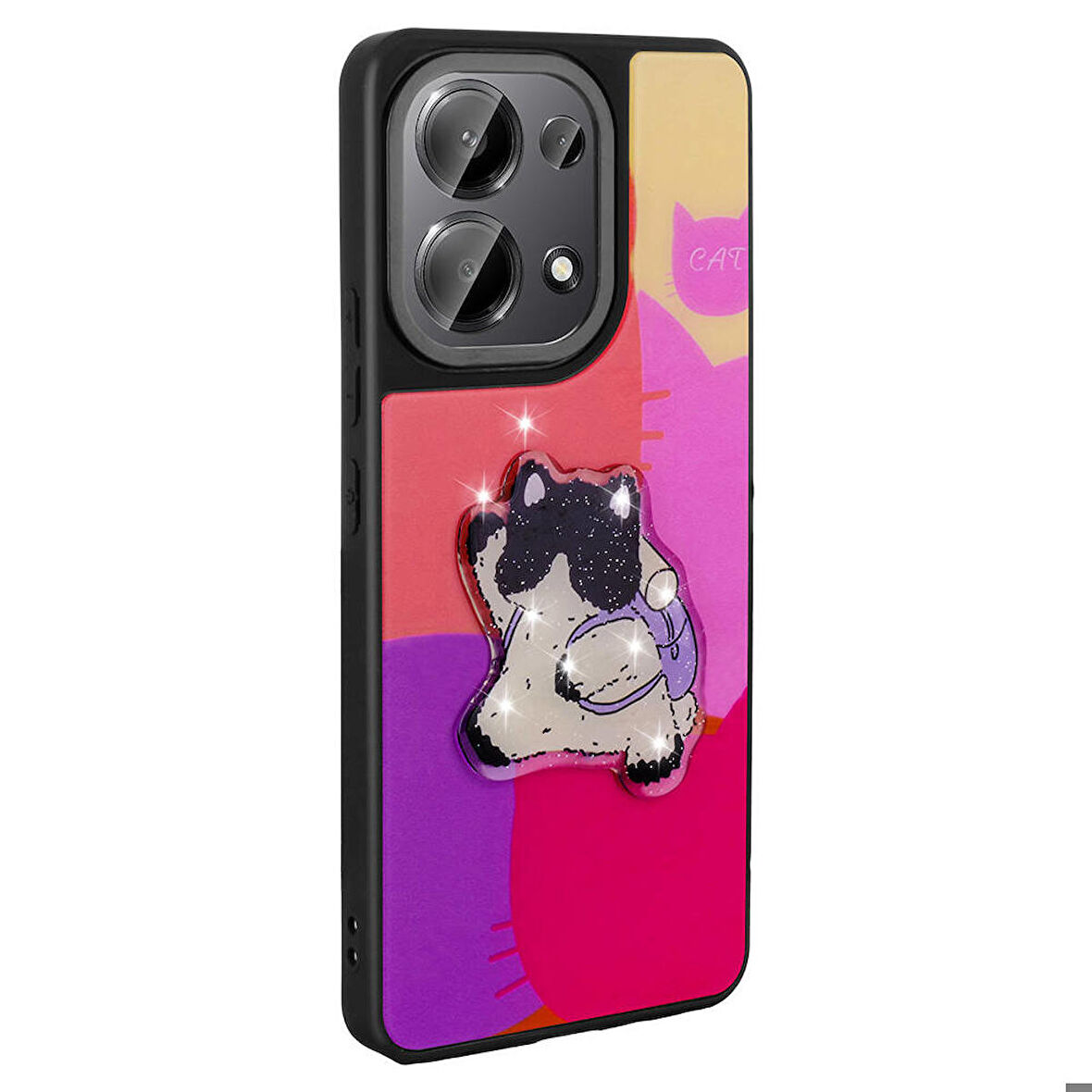 Xiaomi Redmi Note 13 Pro 4G Uyumlu Kılıf Parlayan Kabartmalı İkonik Figürlü Amas Silikon Kapak Mor