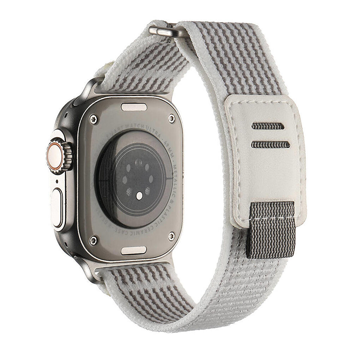 Apple Watch 3/4/5/6/7/8/9/ Se/ Ultra 42-44-45-49 Mm Uyumlu Kordon Hasır Yumuşak Kumaş Kayış KRD-106 Beyaz
