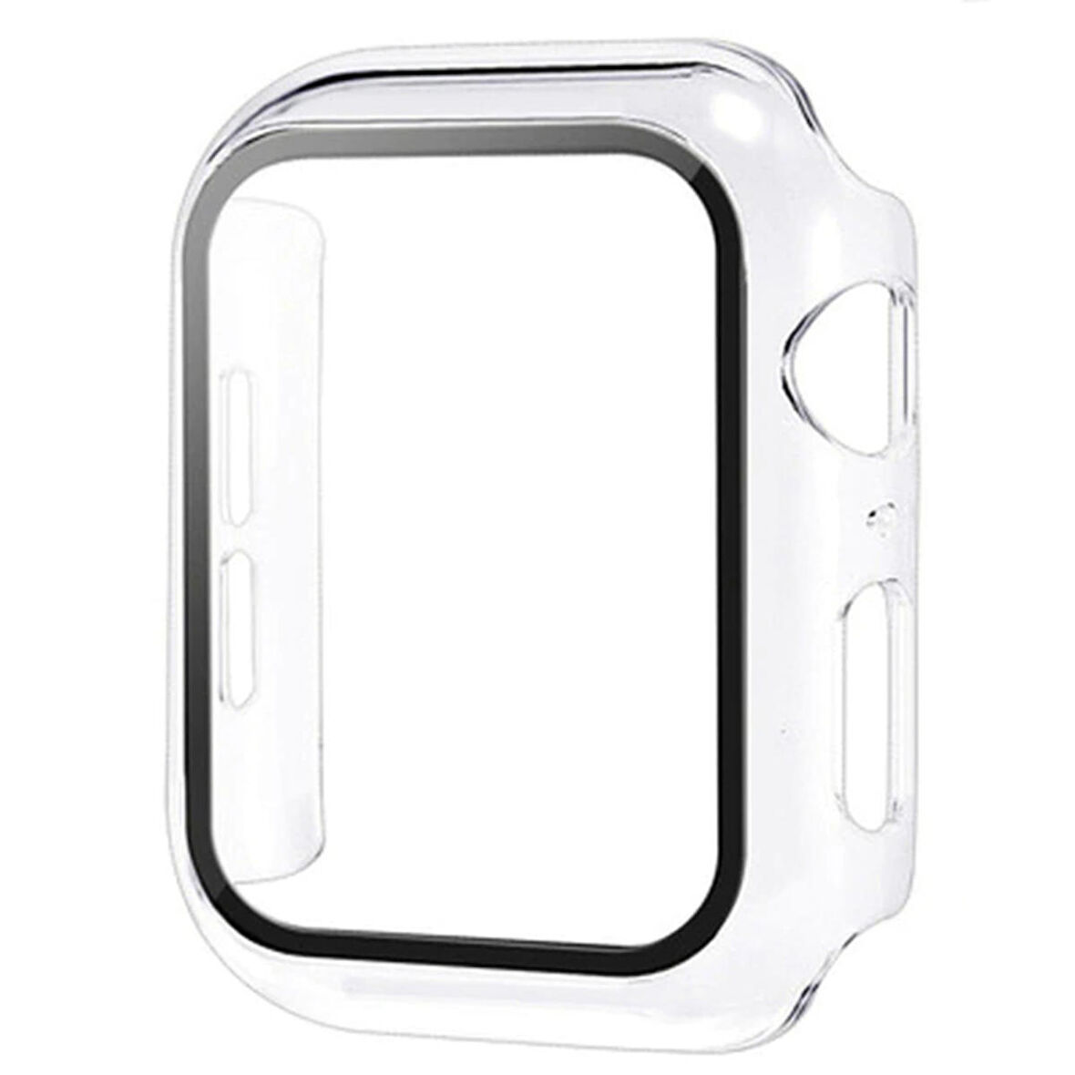 Apple Watch 7 41mm Uyumlu Kasa Ve Ekran Koruyucu Sert Silikon Renkli 360 Sert Pc Klasik Zore 01 Şeffaf