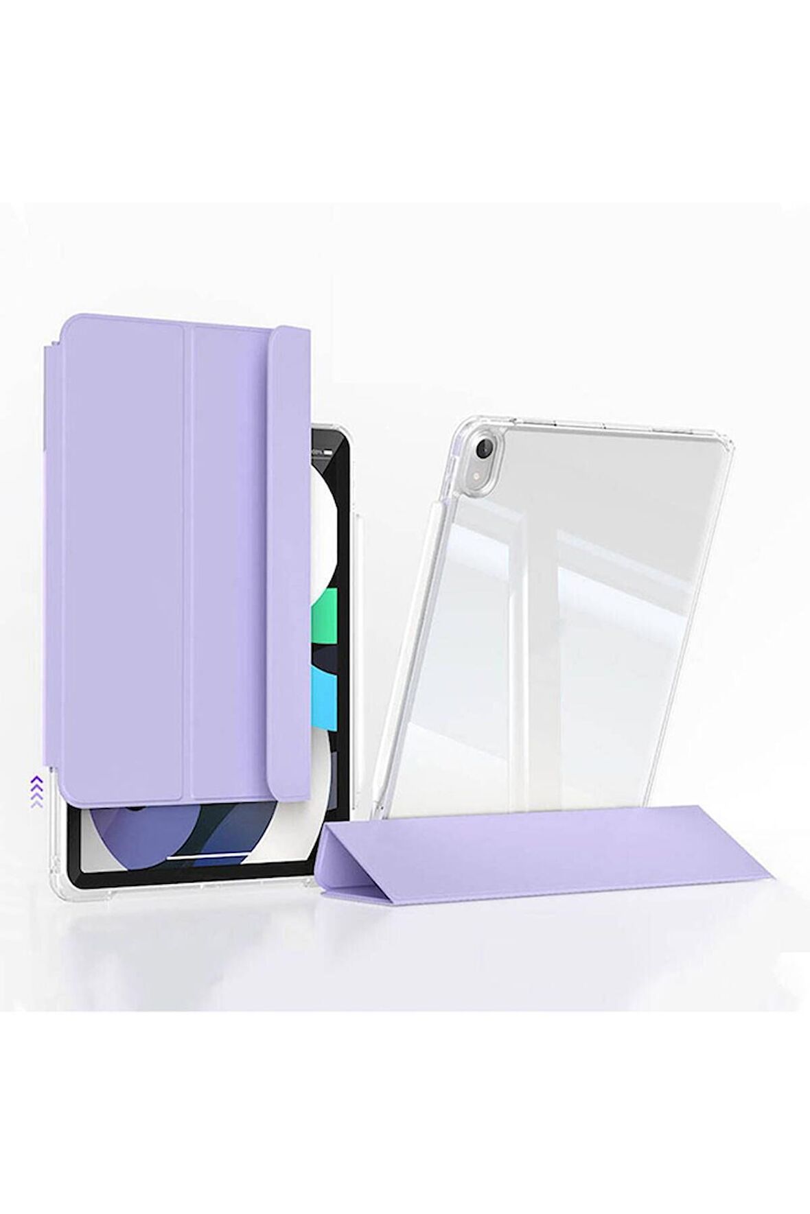 Apple iPad Air 11 2024 Uyumlu Kılıf Magnetik Ayrılabilen Airbagli Sliding Ergonomik Tasarım Tablet Kılıfı Lavender