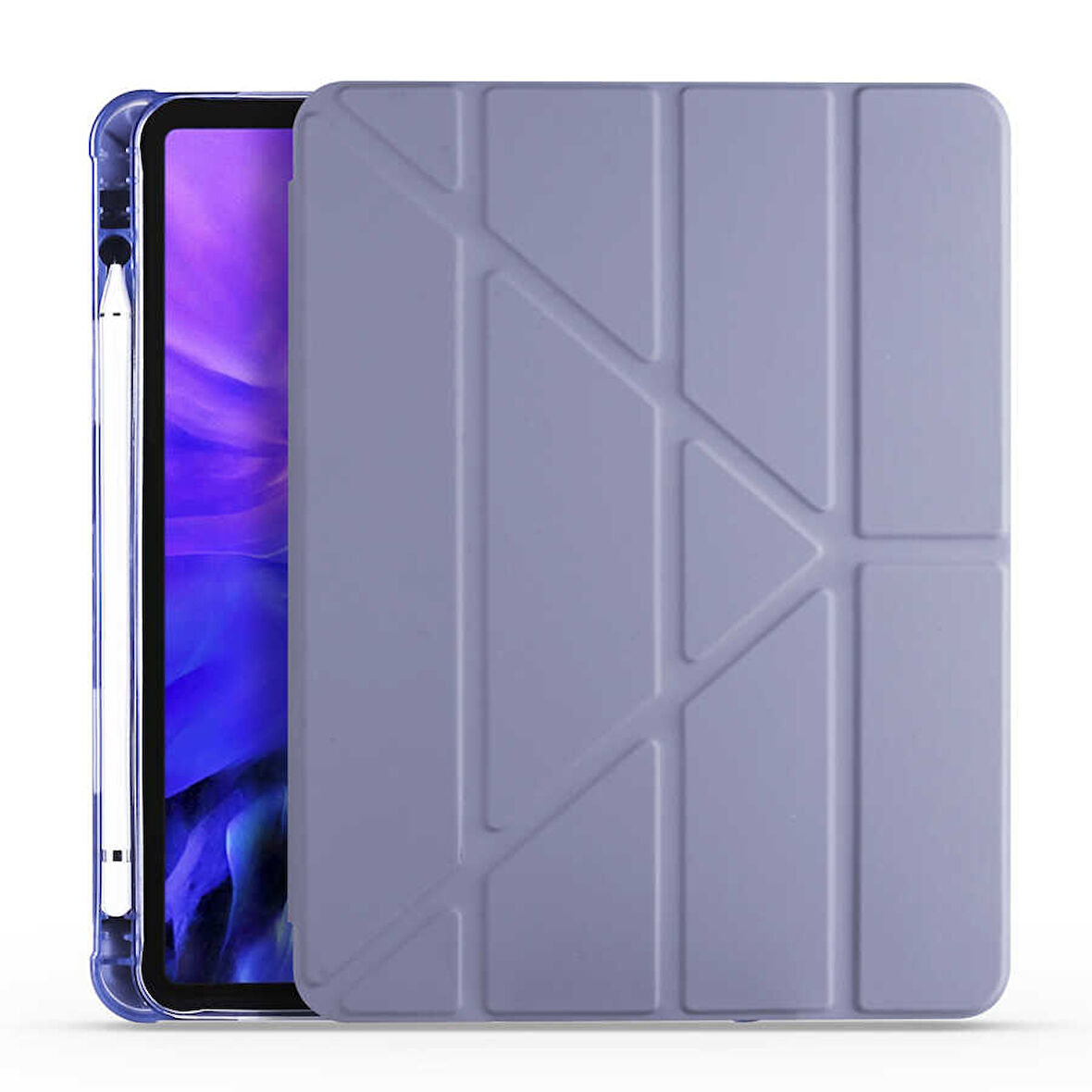 Apple iPad Air 11 2024 Uyumlu Tablet Kılıfı Tri Folding Kalem Bölmeli Standlı Katlanabilir Kılıf Koyu Yeşil
