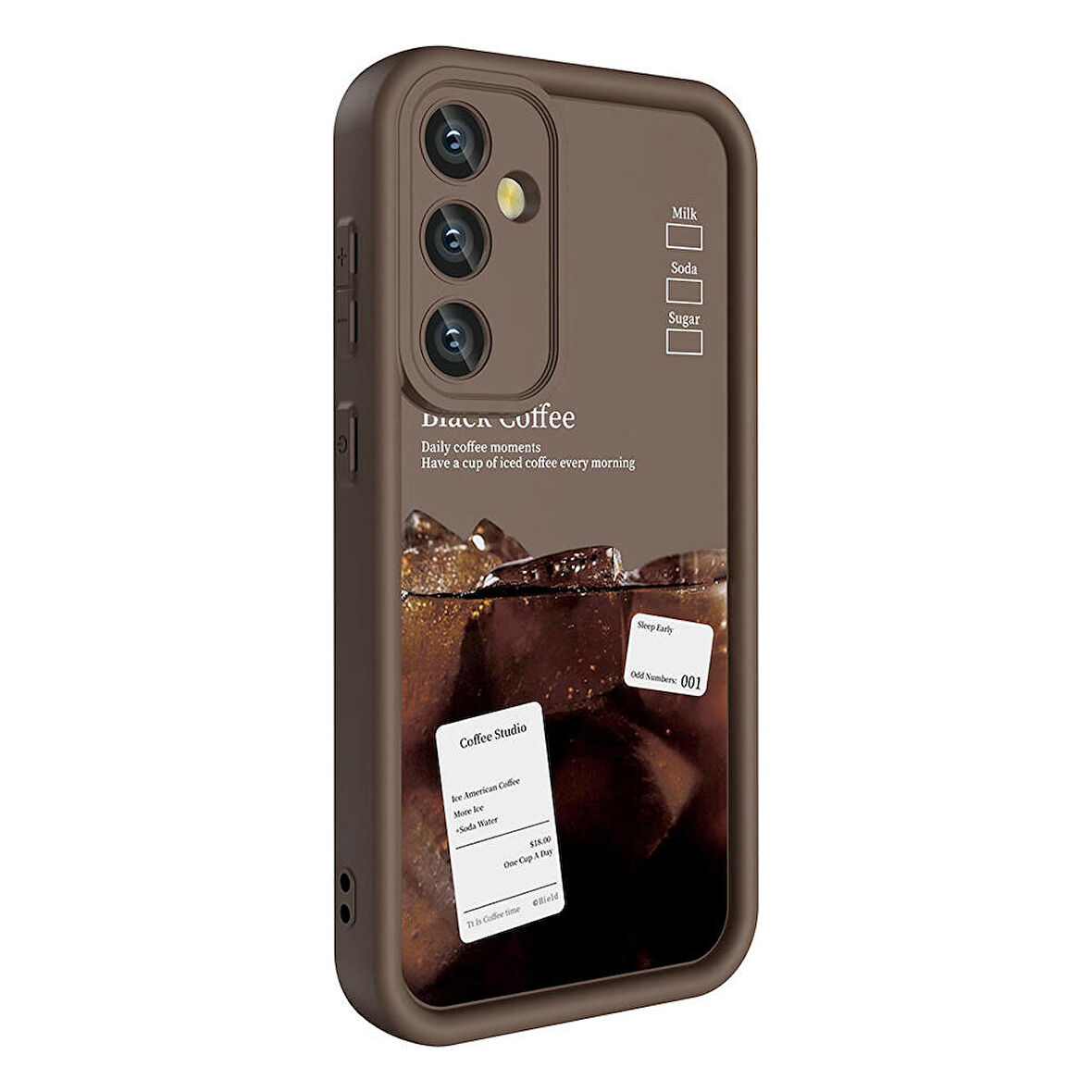 Samsung Galaxy S23 FE Uyumlu Kılıf Kamera Korumalı Baskılı Şık Desenli Arka Yüzey Klas Kapak Koyu Kahve