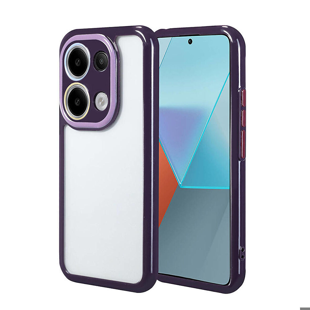 Xiaomi Redmi Note 13 Pro 4G Uyumlu Kılıf Kamera Korumalı Renkli Kenar ve Çerçeve Tasarımlı Vitamin Kapak Derin Mor