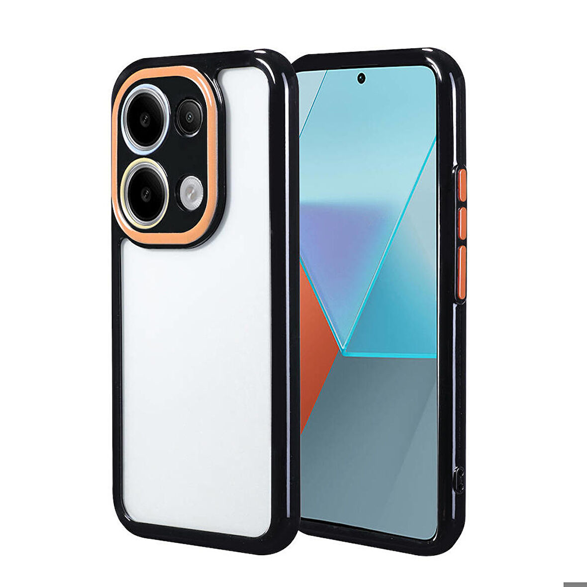 Xiaomi Redmi Note 13 Pro 4G Uyumlu Kılıf Kamera Korumalı Renkli Kenar ve Çerçeve Tasarımlı Vitamin Kapak Siyah