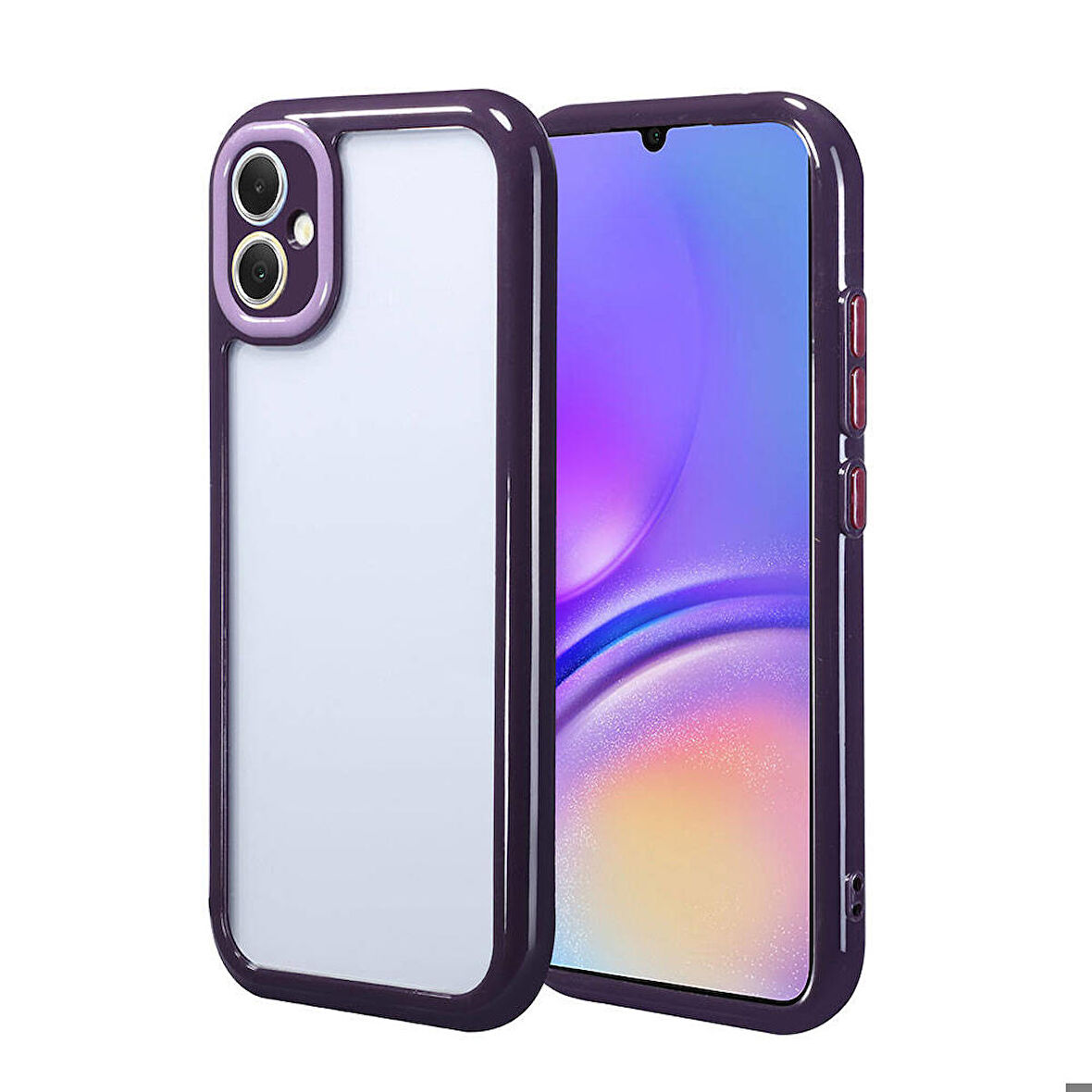Samsung Galaxy A05 Uyumlu Kılıf Kamera Korumalı Renkli Kenar ve Çerçeve Tasarımlı Vitamin Kapak Derin Mor
