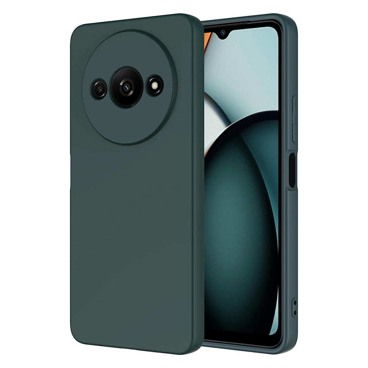 Xiaomi Redmi A3 4G 2024 Uyumlu Kılıf Silikon İçi Kadife Yumuşak Esnek Mara Lansman Kapak Koyu Yeşil