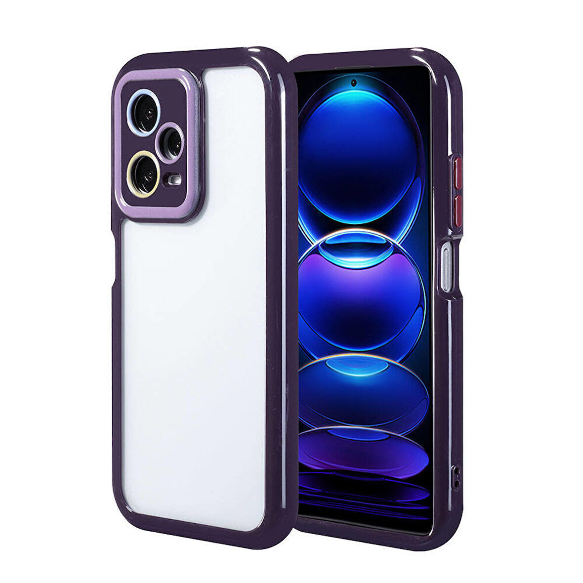 Xiaomi Redmi Note 12 Pro 5G Uyumlu Kılıf Kamera Korumalı Renkli Kenar ve Çerçeve Tasarımlı Vitamin Kapak Derin Mor