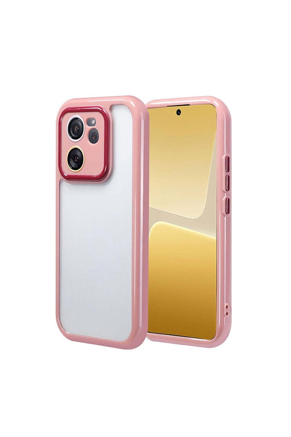 Xiaomi Mi 13T Pro Uyumlu Kılıf Kamera Korumalı Renkli Kenar ve Çerçeve Tasarımlı Vitamin Kapak Mürdüm