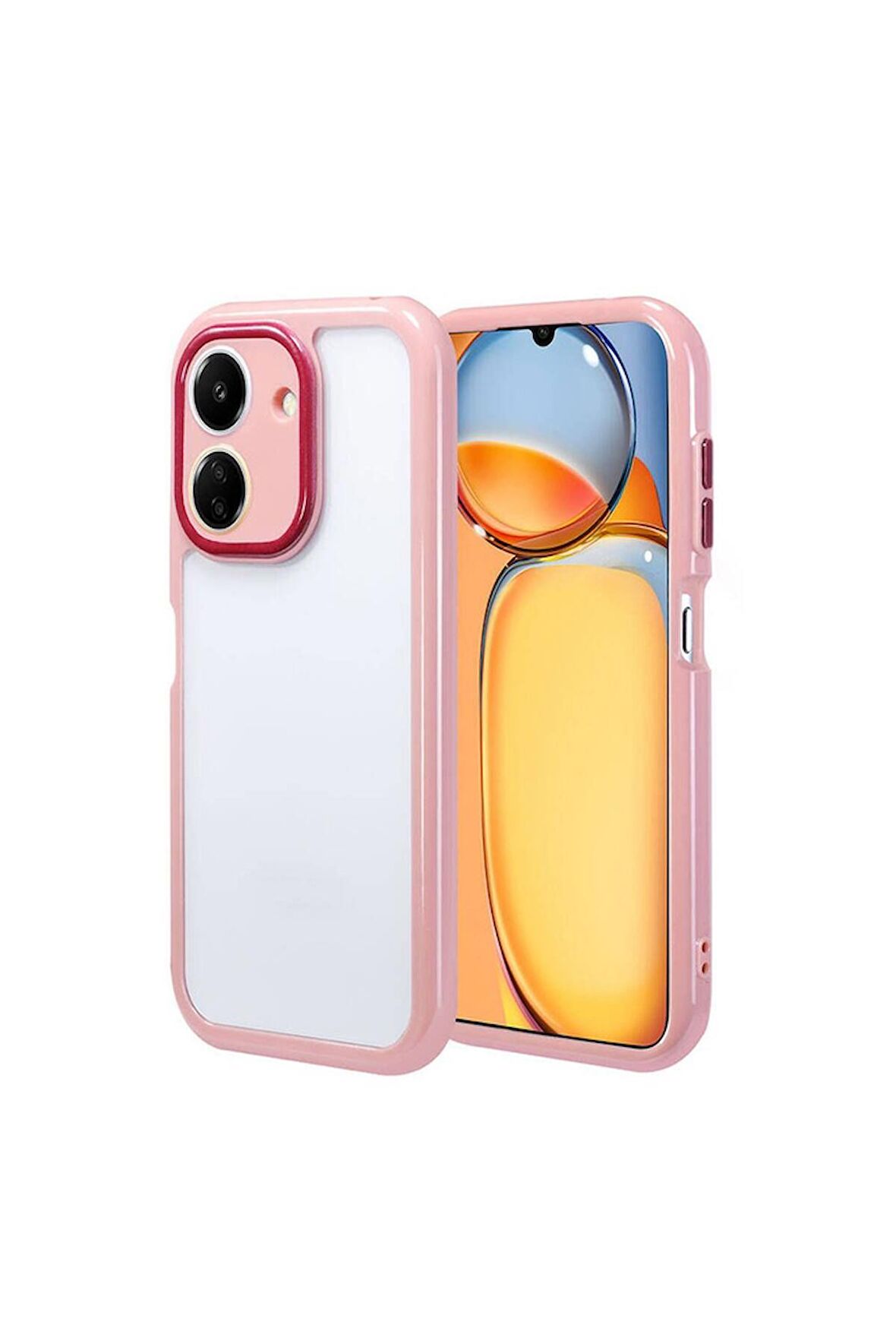 Xiaomi Redmi 13C Uyumlu Kılıf Kamera Korumalı Renkli Kenar ve Çerçeve Tasarımlı Vitamin Kapak Mürdüm