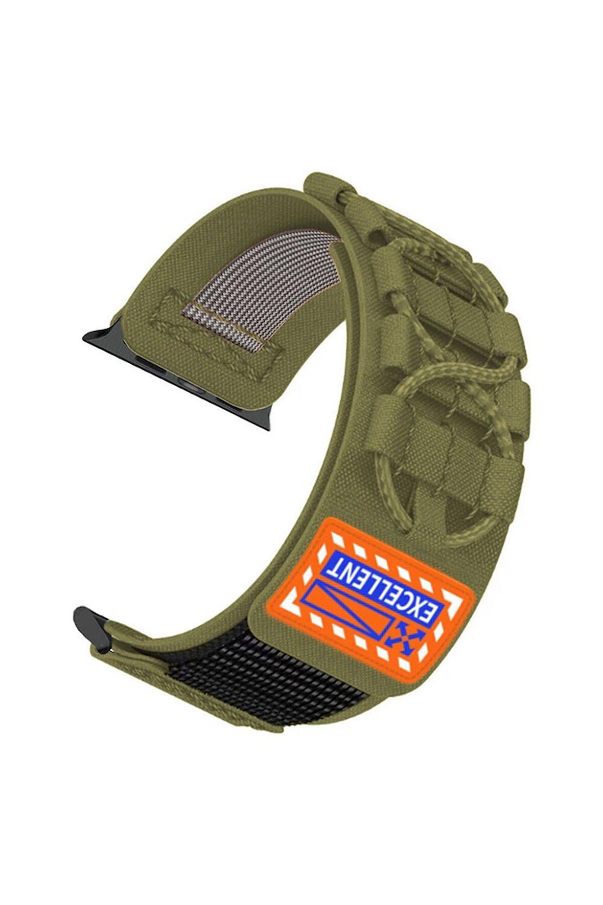 Apple Watch 3/4/5/6/7/8/9 Se 42-44-45 Mm Uyumlu Kordon Orbital Tasarımlı Kumaş Hasır Kayış KRD-112 Yeşil