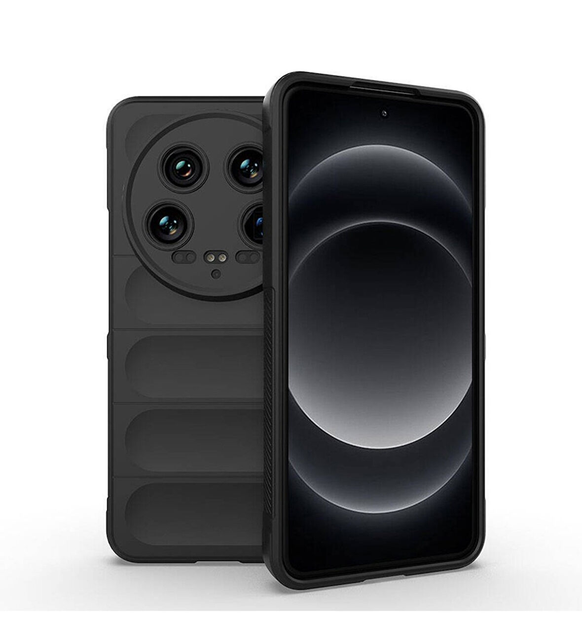 Xiaomi Mi 14 Ultra Uyumlu Kılıf Esnek TPU Oyuklu Arka Yüzey Tasarımlı Zore Etnik Silikon Kapak Siyah