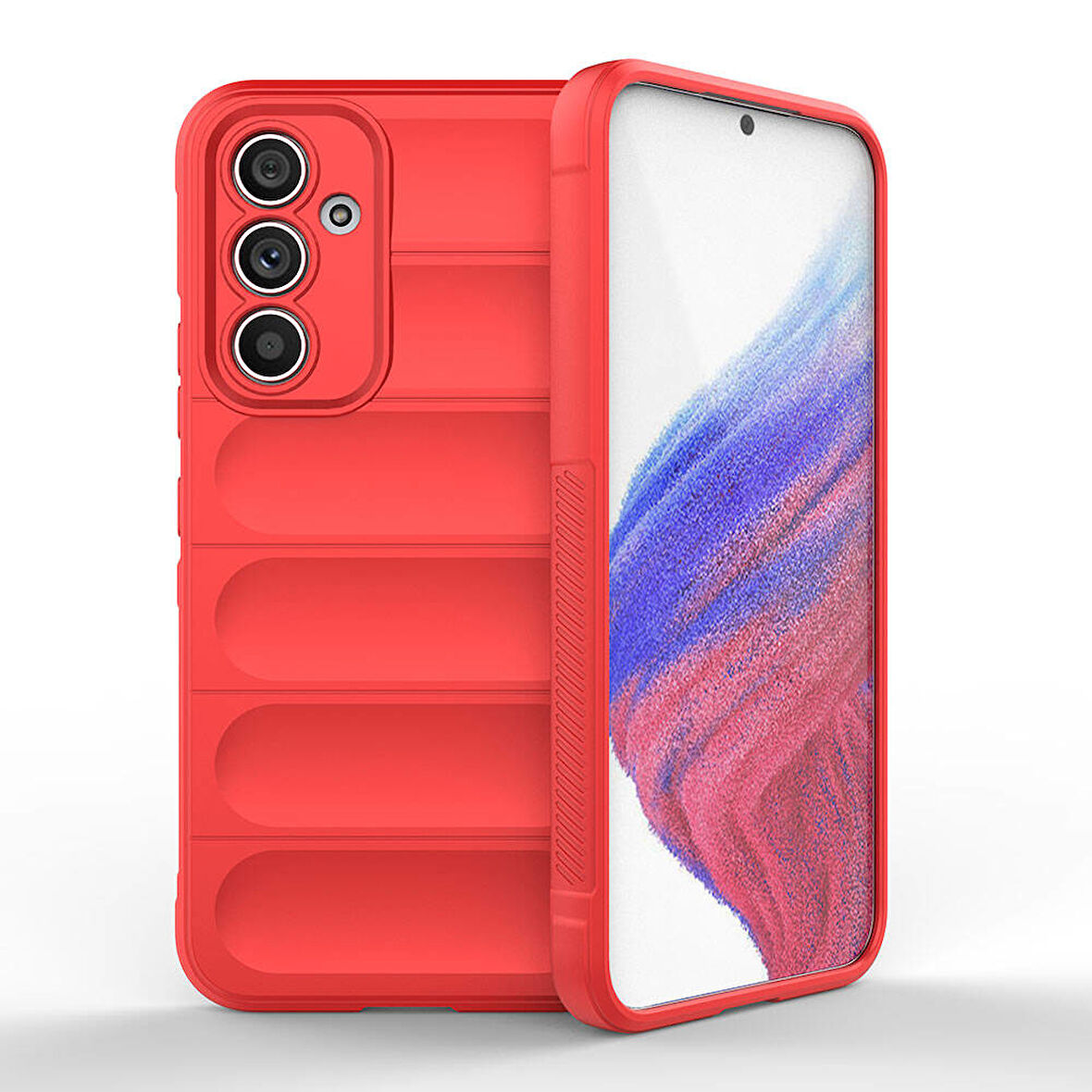 Samsung Galaxy A54 Uyumlu Kılıf Esnek TPU Oyuklu Arka Yüzey Tasarımlı Zore Etnik Silikon Kapak Kırmızı