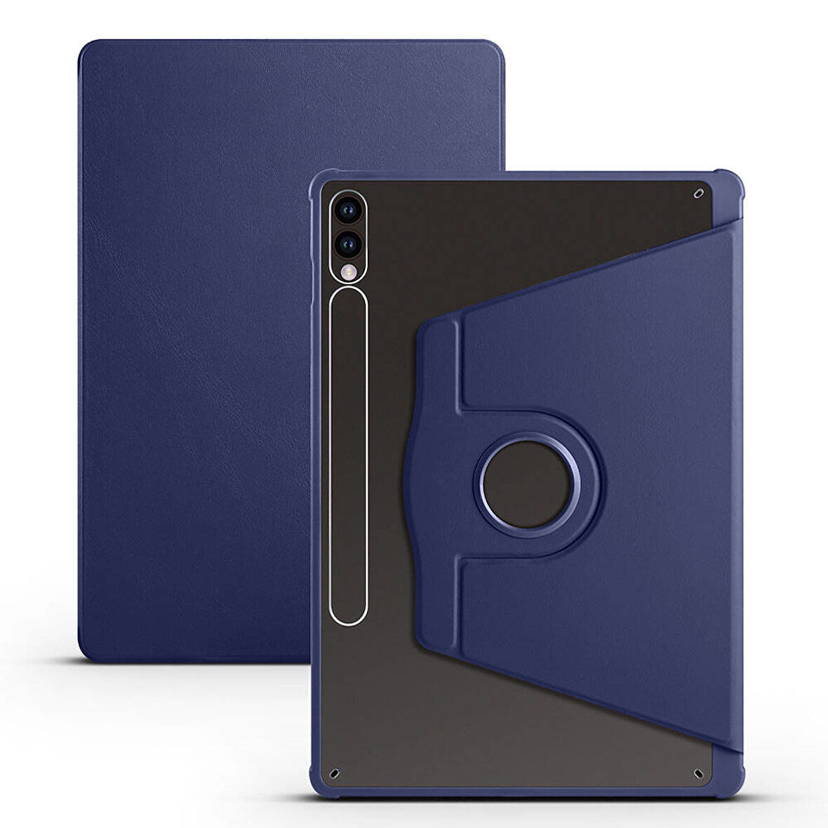 Samsung Galaxy Tab S10 Plus Uyumlu Kılıf Zore Termik Kalem Bölmeli Dönebilen Standlı Kılıf Lacivert