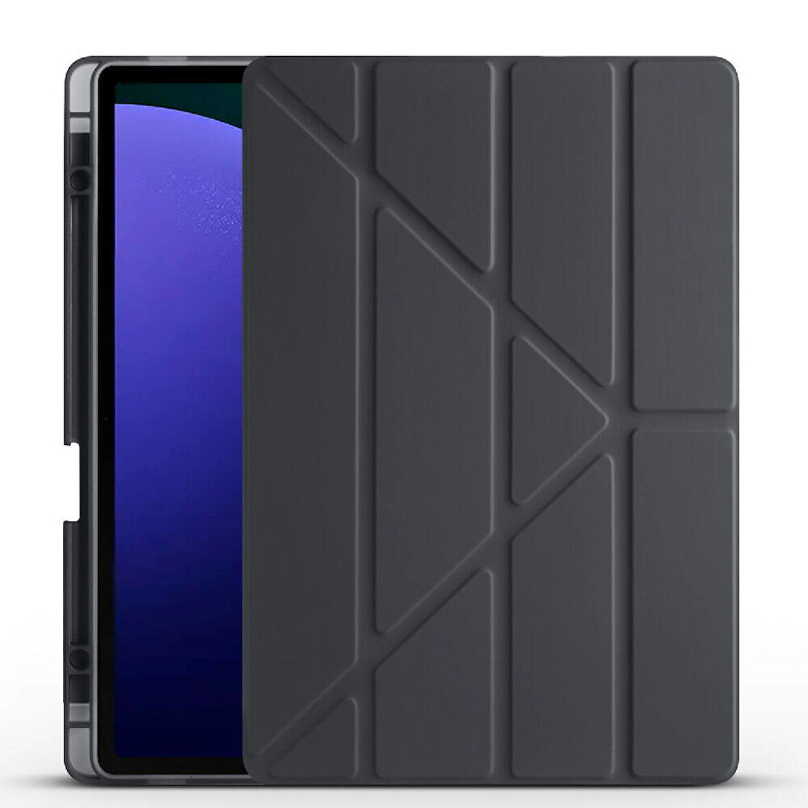Samsung Galaxy Tab S10 Plus Uyumlu Kılıf Zore Tri Folding Kalem Bölmeli Standlı Kılıf Siyah