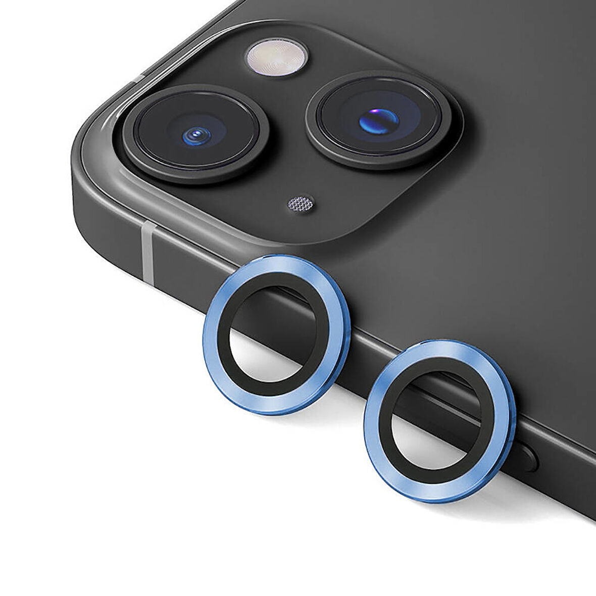 Apple iPhone 14 Plus Uyumlu CL-12 Premium Safir Parmak İzi Bırakmayan Anti-Reflective Kamera Lens Koruyucu Mavi