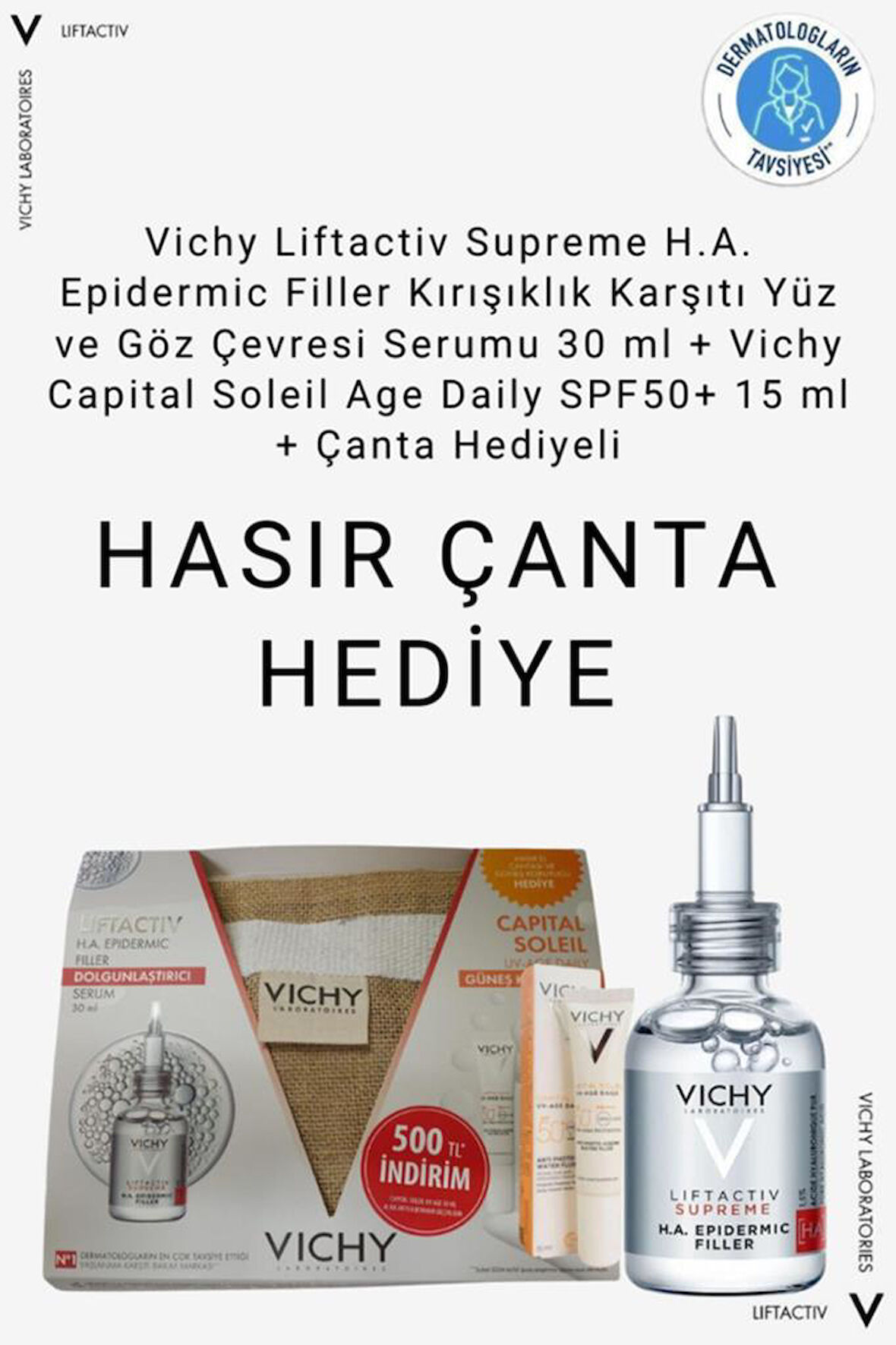 Vichy Liftactiv Supreme H.A. Epidermic Filler Kırışıklık Karşıtı Yüz + Vichy Capital Soleil SPF50+ 15 ml