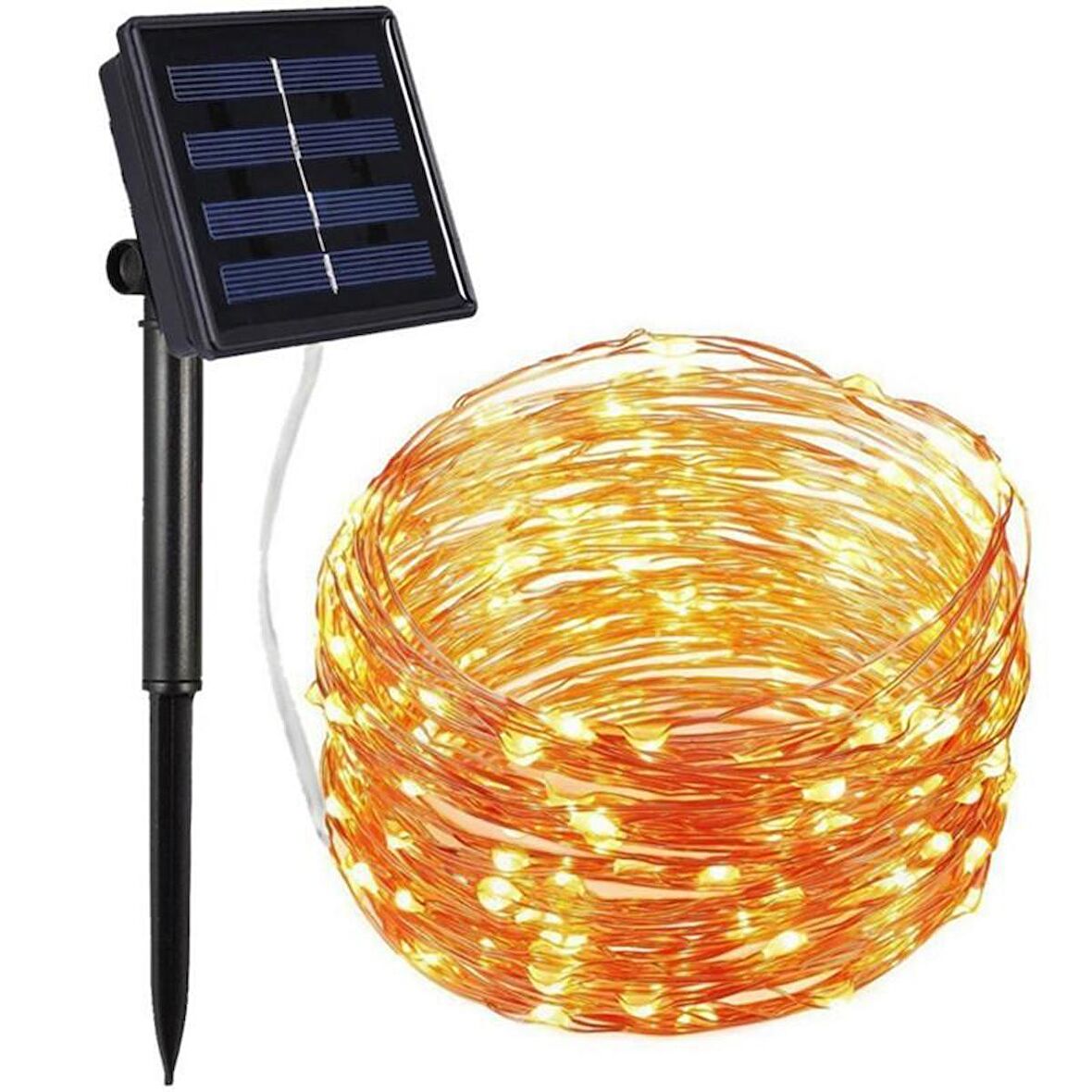 Schulzz Solar Güneş 12 Metre 100 Led Enerjili Dış Bahçe Aydınlatma Su Geçirmez Led