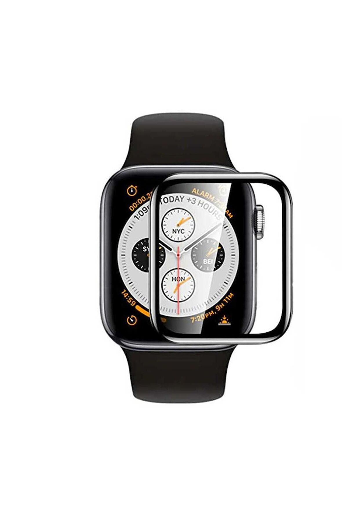 Apple Watch 44 Mm Uyumlu Pmma Silikon Body Saat Ekran Koruyucu