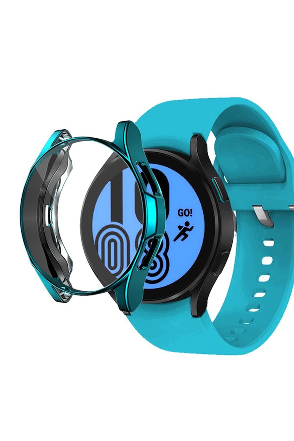 Samsung Galaxy Watch 4 Classic 42 Mm Uyumlu Kasa Koruyucu Silikon Darbe Emici Ekran Koruyucu Gard 02 Koyu Yeşil