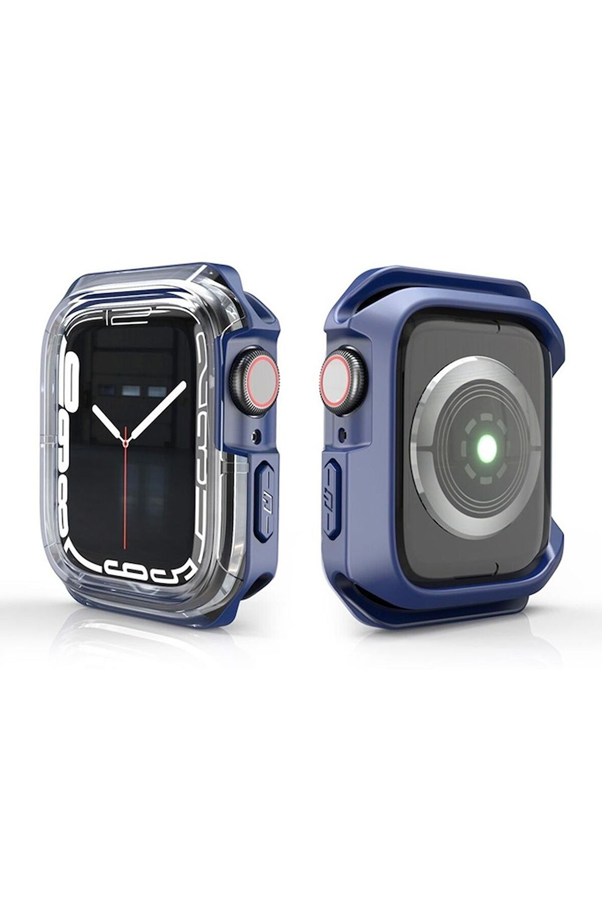 Apple Watch 40 Mm Uyumlu Kasa Koruyucu Sert PC + Silikon Koruyucu 360 Protective Spor Tasarım Gard08 Mavi